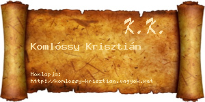 Komlóssy Krisztián névjegykártya