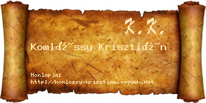 Komlóssy Krisztián névjegykártya
